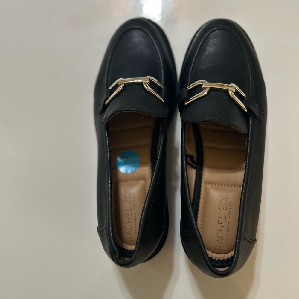 Rachel Zoe Black and Gold Loafers with Signature Horsebit - Picture 4 of 4